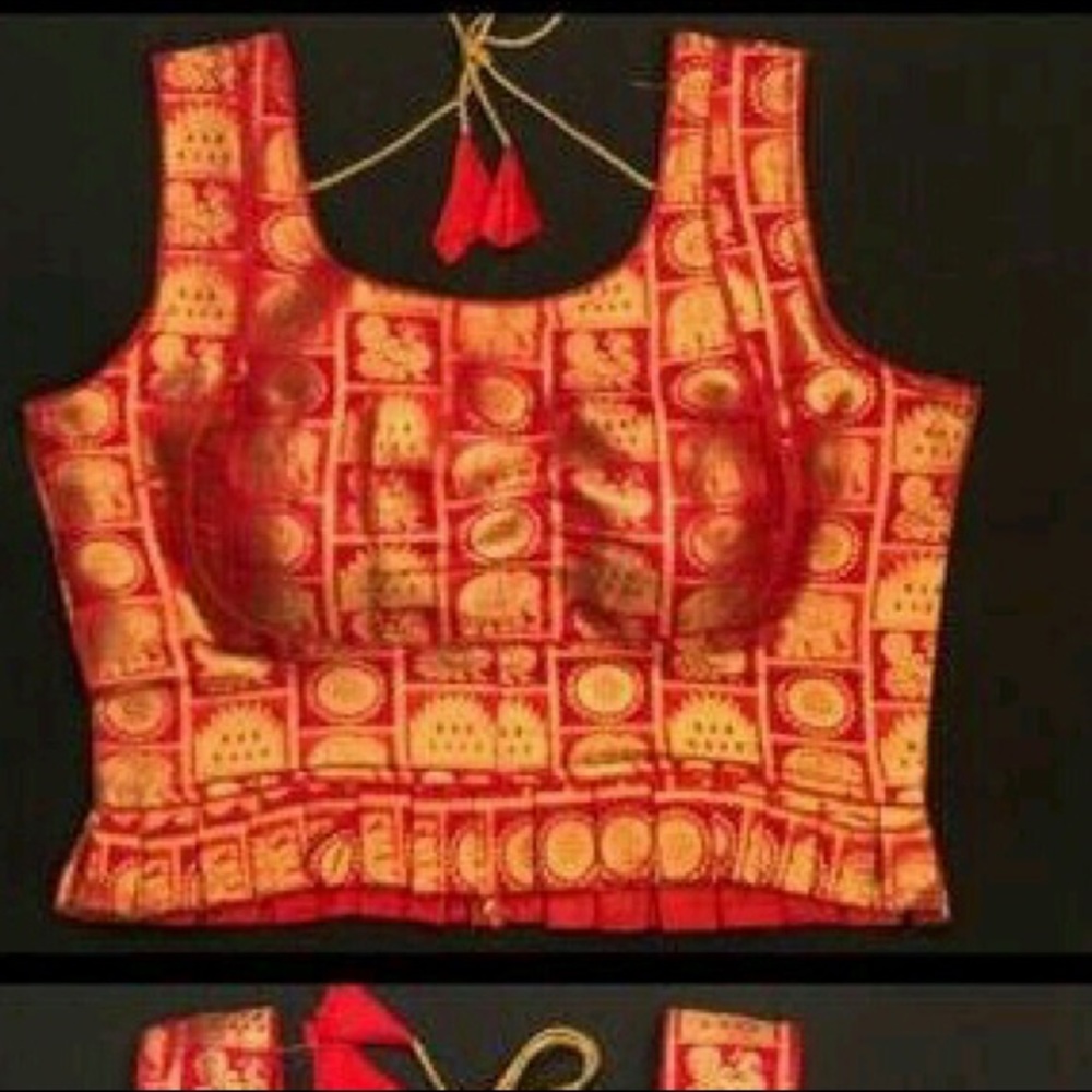 New Red saree readymade blouse!
